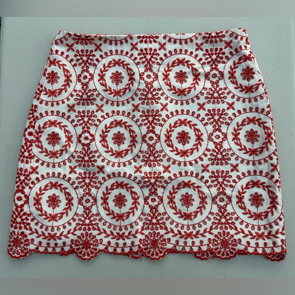 LOFT Broderie Mini Skirt Orange and White Size 4P Fun and dainty
